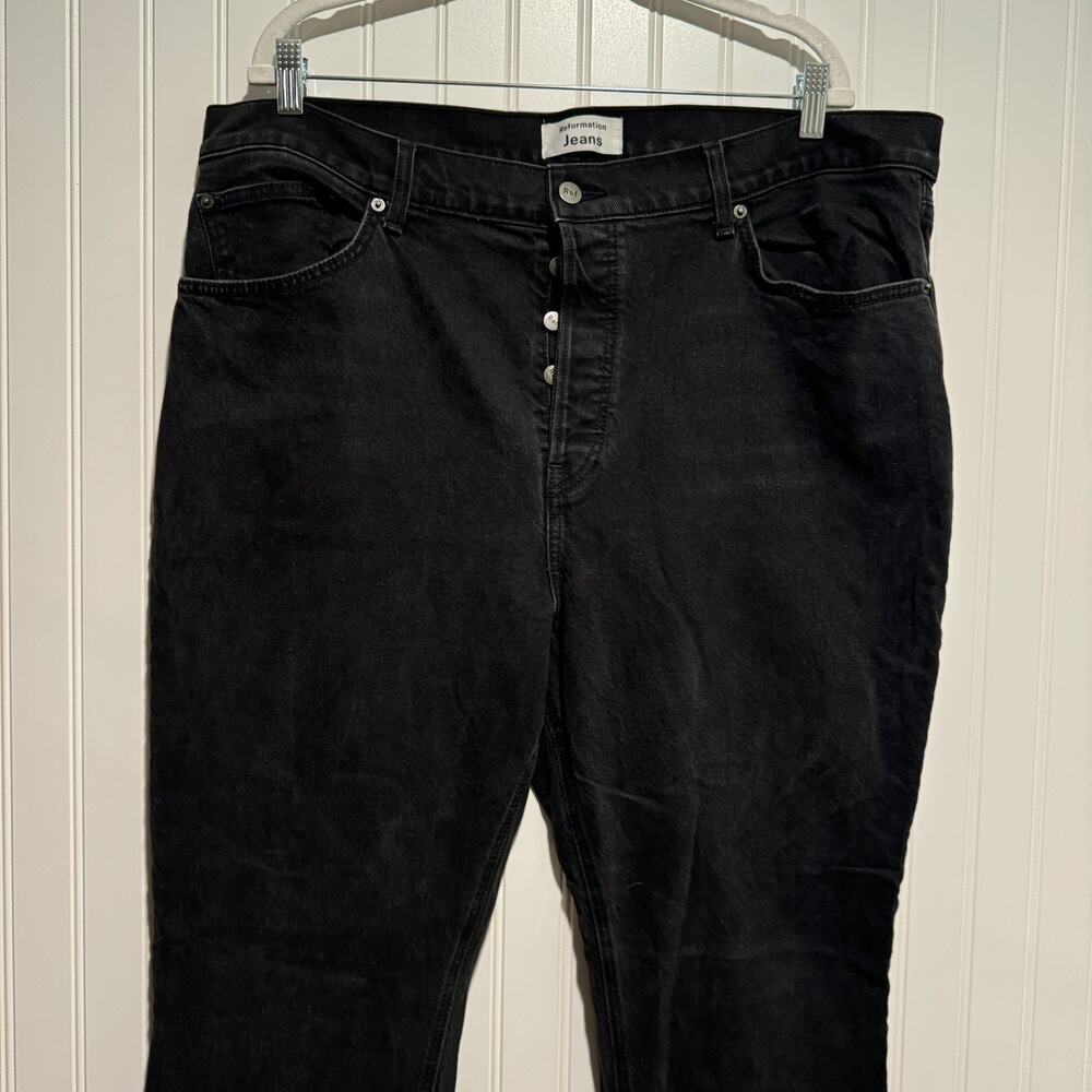 Reformation Serena Jeans Black Denim High Waisted Button Fly Size 18 - Picture 3 of 8